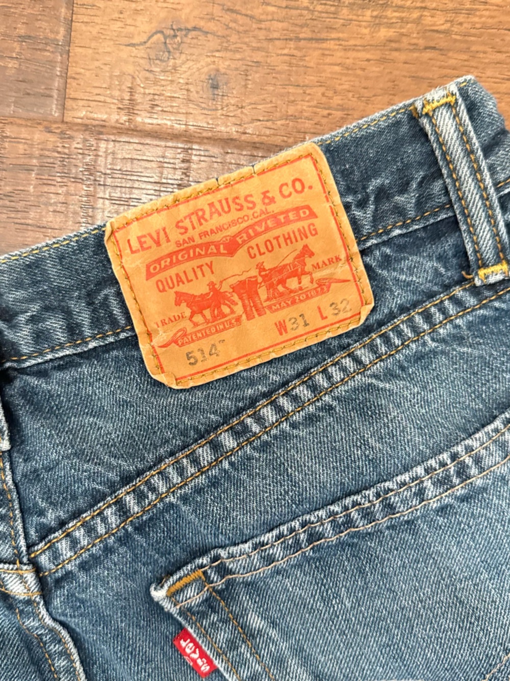 Levi's 31X32 514 100% Cotton Straight Fit Blue Denim Jeans - Picture 5 of 5